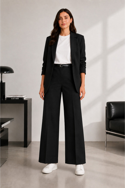 HAYAL COLLECTİON Hayal 28606-26 Women's High Waist Wide Leg Fabric Trousers Comfortable Cut for Office and Daily Use