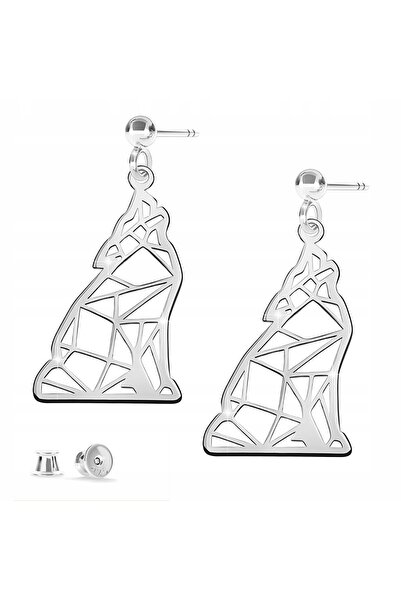Larezo Cercei Din Argint 925 Cu Model Origami Cu Lup Pies Wilk, Inchizatoare ...