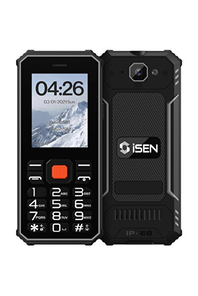 isen Telefon mobil F1, 4G Senior, IP68, 2.4" LCD, Dual SIM, Negru