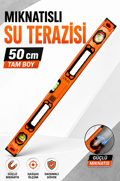 Badem10 Mıknatıslı Su Terazisi 50 Cm Dayanıklı Alüminyum Gövde Profesyonel Ha...