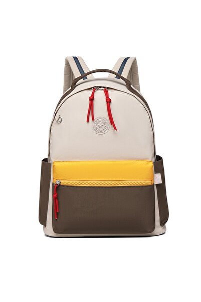 SMART BAGS Smartbags Large Size Unisex Backpack 2022-3181 Beige Mustard Brown