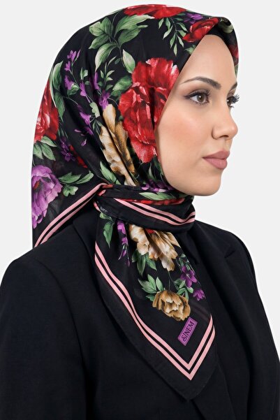 hadiora Women's Black Powder Floral Patterned Stitched Writing Pad