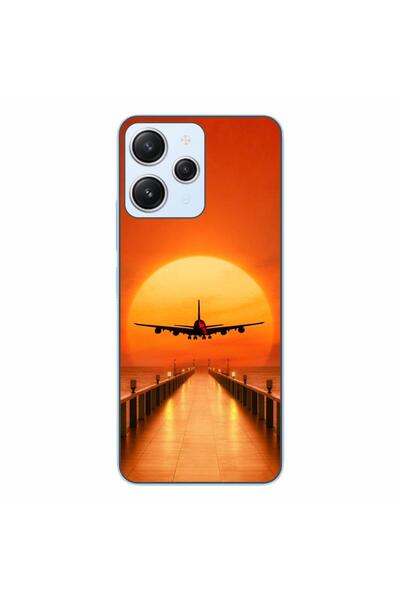OEM Husa compatibila cu Xiaomi Redmi 12 4G Silicon Gel Tpu Model Airplane Sunset