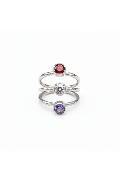 makeitbylove Sultan Garnet Ametist Beyaz Topaz Çoklu Yüzük Seti Çekiç İşi El ...