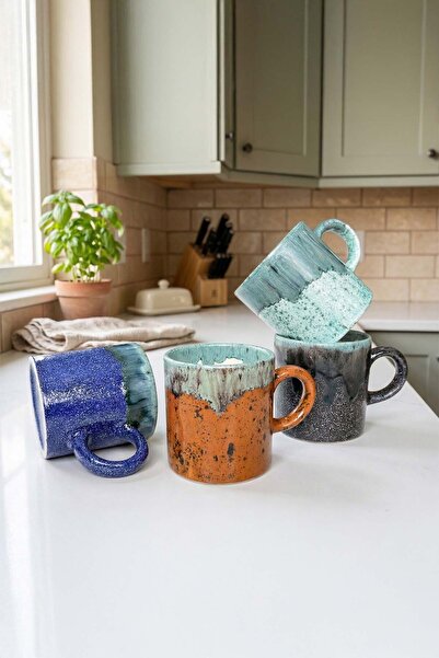 EvaniLife Artistic Handmade Espresso Mug Set of 4 – Ceramic Coffee Cup Set – ...