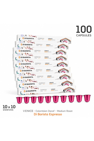 DI BARISTA مجموعة كبسولات قهوة DIBARISTA VENICE DECAF مكونة من 10*10 قطع