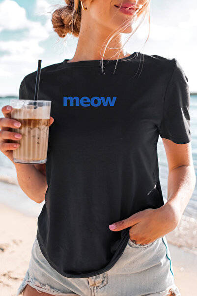 Auryne Jewelry Unisex Meow T-Shirt 100% Organic Cotton Crew Neck Comfortable ...