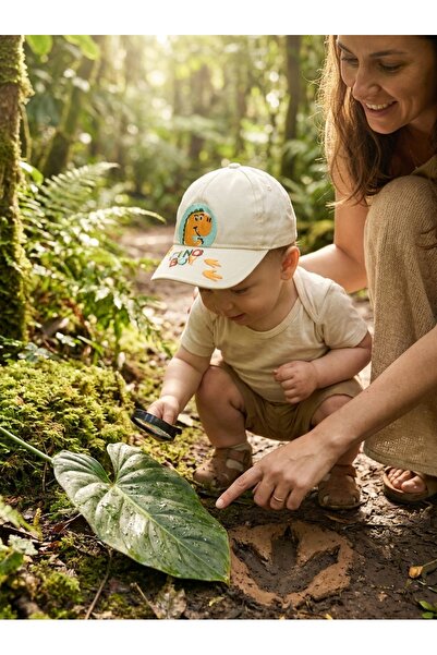 PIECE SIGNATURE Modern Dinosaur Embroidered Baby Sun Hat - Cool and Protectiv...