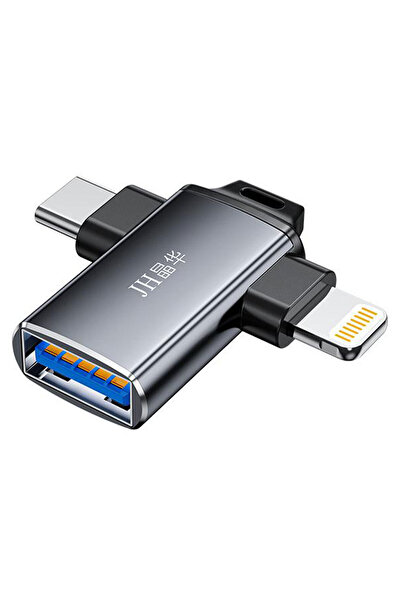 JINGHUA 2si 1 Arada USB 3.0 OTG Dönüştürücü, Type-C ve Lightning Uyumlu Adapt...