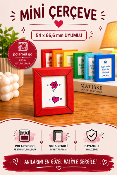 Tovo Craft Mini Fotoğraf Çerçevesi 54x66,6 mm| Polaroid Go Fotoğraf Uyumlu | ...