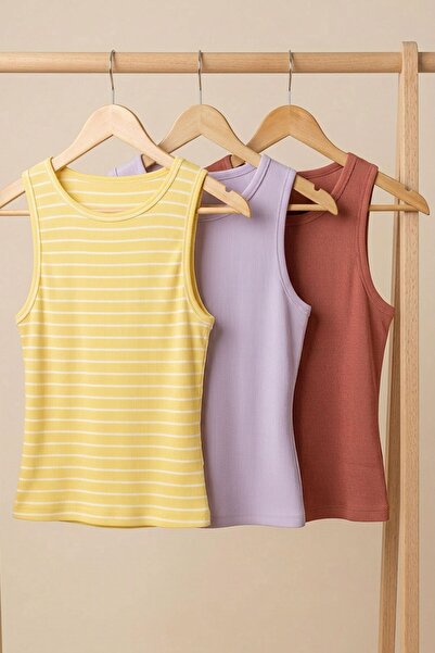 COTENCONCEPT 3 piese Tricou cu bretele din amestec de viscoză, cu nervuri