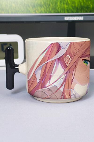 ZipZap كوب سيراميك فاخر مطبوع من DDLC (قطعة واحدة) بمقبض أسود خاص على شكل حرف...