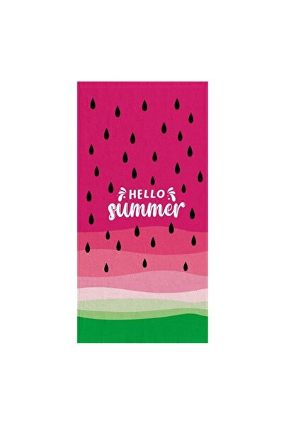 OEM Prosop de plajă din bumbac, culoare fuchsia, model pepene verde, cu mesaj...