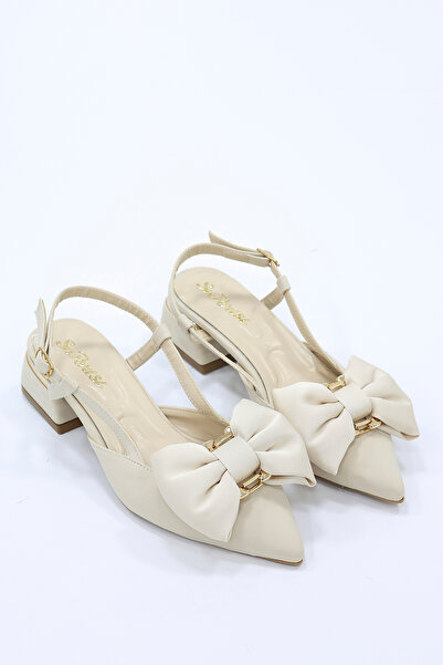 kajal ayakkabı Sup 3648 Low Heeled Shoes with Bow Detail