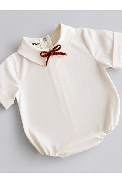 il mio bambino 100% Cotton Handmade Ecru Shirt with Collar for Baby Boy