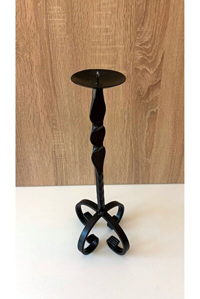 WOODİRON Şamdan Mumluk - Tekli Ferforje Masaüstü/Yer