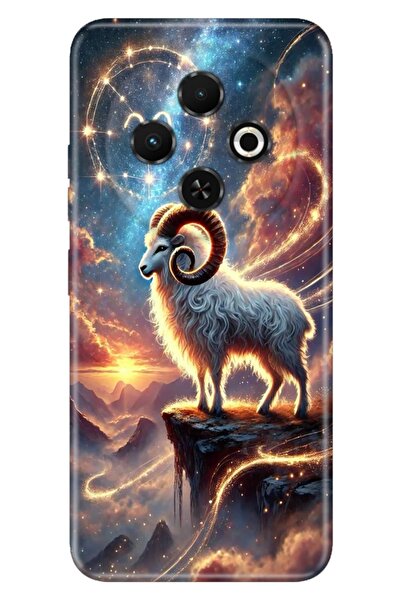 TECNO Spark 30C (KL5n) Kılıf Oğlak Burcu Temalı Desenli Darbe Emici Silikon