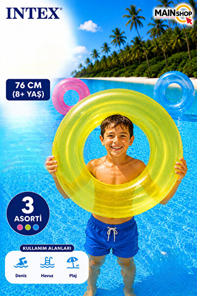 MAİN SHOP Intex Transparent Colorful Neon Children's and Adult's Sea Ring 76 ...