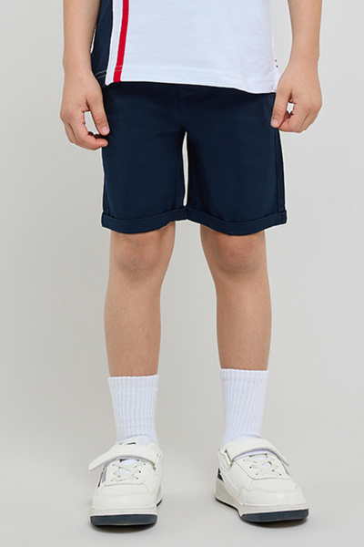 R&B Solid Chino Shorts with Button Closure