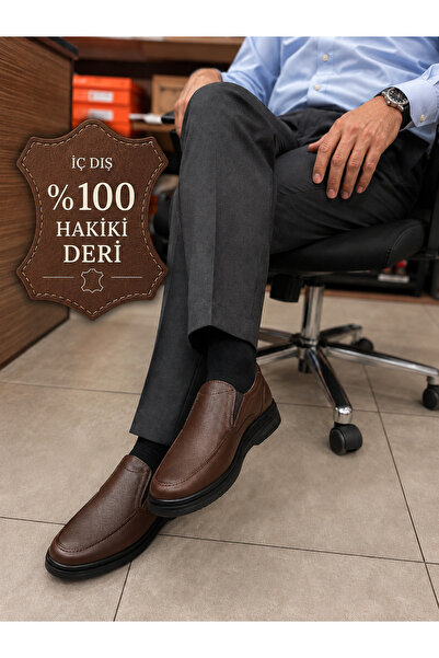 CookaShoes Men's Brown Genuine Leather Orthopedic Daily Classic Dad-Office Sh...