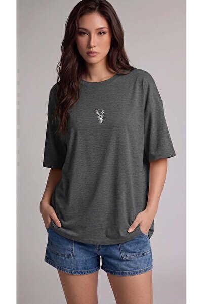 VACHT Women's Oversize Casual T-Shirt Geyik Anthracite Melange