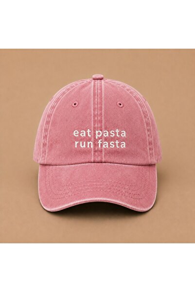 WeavedCo Eat Pasta Run Fasta Written Vintage Washable Hat