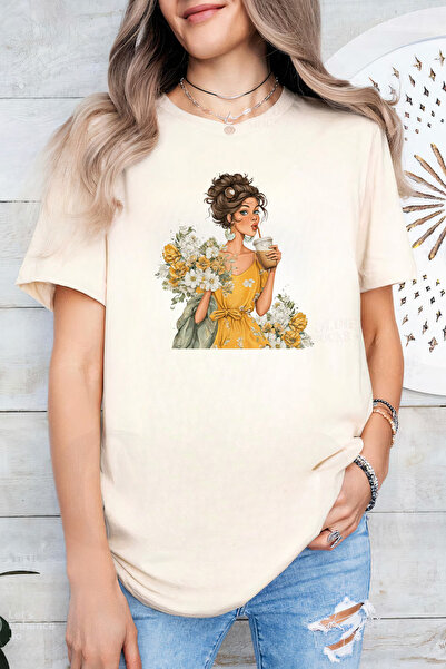 Sarah's Boutique Women's T-shirt – 100% cotton – Floral Coffee
