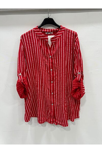della moor Women's Italian Red Line Patterned Judge's Fold-Over Collar Oversi...