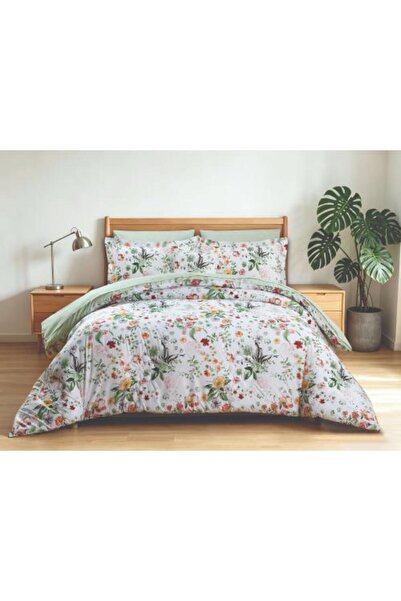Alhabib bedding غطاء سرير صيفي مزدوج من بوجا باللون الأبيض مع طبعات زهور، 8 قطع