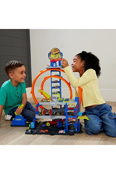 HOT WHEELS ®   مجموعة ألعاب ميجا لووب جاراج سيتي ميجا جراج، سيارة لعبة معدنية...