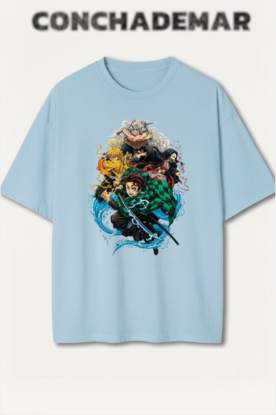 Vordevia Demon Slayer Printed Colorful Oversize T-Shirt Printed Premium Overs...