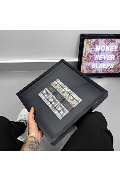 NOİRFRAM Noirframe® Money Stack Shadow Box MDF Tablo – Dolar Temalı Parlak Si...