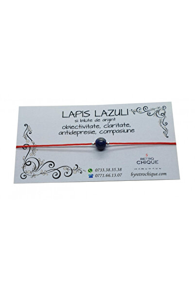 byRetroChique Bratara o piatra de lapis lazuli si bilute de argint