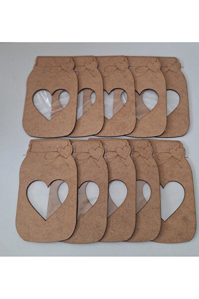 Ebrulisler 10 Wooden Heart-Shaped Jars with Adhesive Bags for Painting, Gift ...