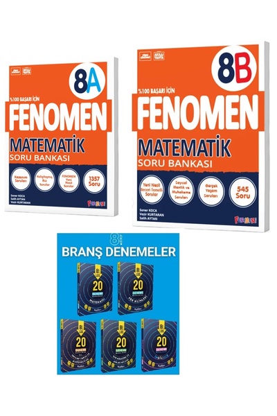 Fenomen Yayıncılık 8. Sınıf LGS Matematik Soru Bankası (A-Orta Seviye)+(B-Zor...