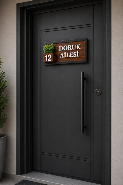 SHELİFE Kişiye Özel Ahşap Kapı İsimliği ve Kapı Numarası 15x25 cm | Dekoratif...