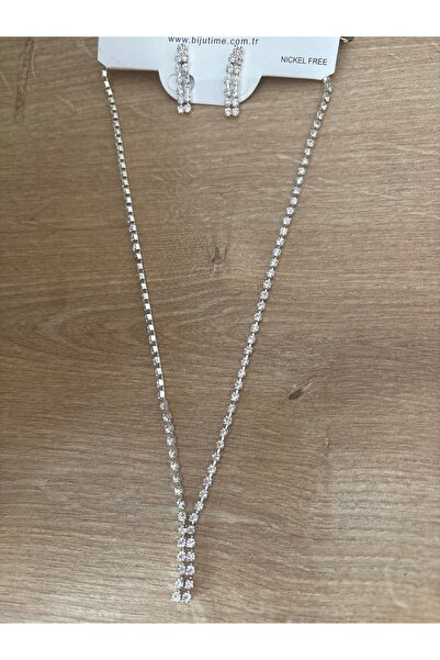 ELUNE İSTANBUL & Milano Zircon Stone Y Necklace and Earring Set – Minimal Ele...