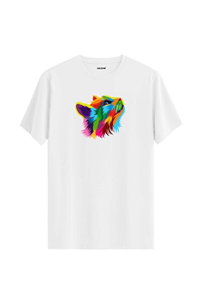 Colermi Colorful Pixie Cat Printed T-Shirt