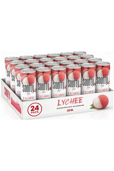 Soofty Sparkling Lychee Flavoured Soft Drink, Caffeine & Aspartame Free, 24 x...