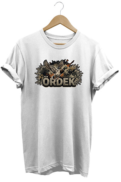WİDİ Duck Graphic Printed Crew Neck Cotton Hunter Nature T-Shirt