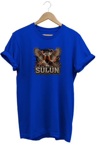 WİDİ Peacock Graphic Printed Crew Neck Cotton Hunter Nature T-Shirt