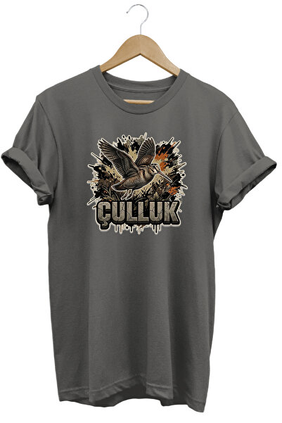 WİDİ Çulluk Graphic Printed Crew Neck Cotton Hunter Nature T-Shirt