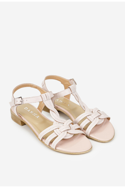 Dasha Women's powder pink Sandals made of natural Leather with a low heel