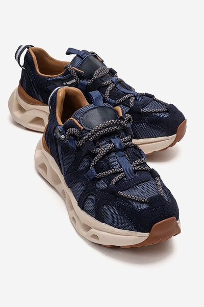 Ataköy Ayakkabı Kadın Kalın Tabanlı Sneakers Spor Ayakkabı Lacivert Süet