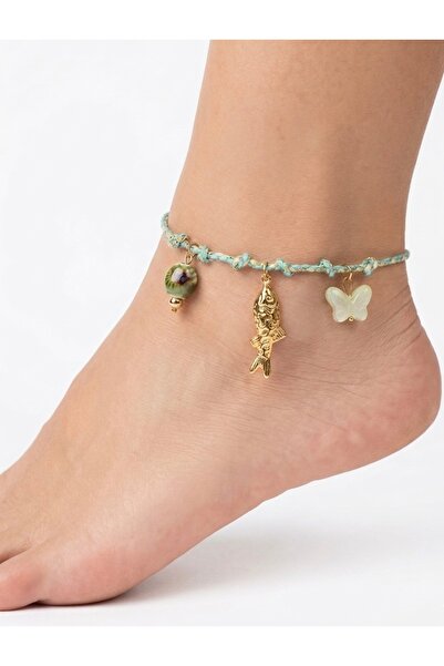 MARENNE Deniz Charm Detaylı İp Kadın Çelik Halhal (19+5cm)