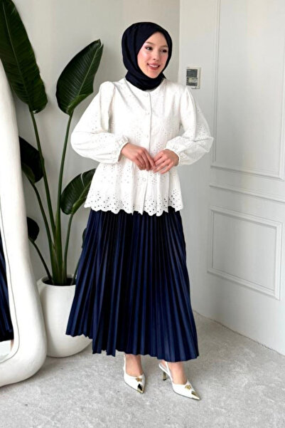 Tesettür Diyarı Lola Fisto Fabric Lined Hijab Shirt - White