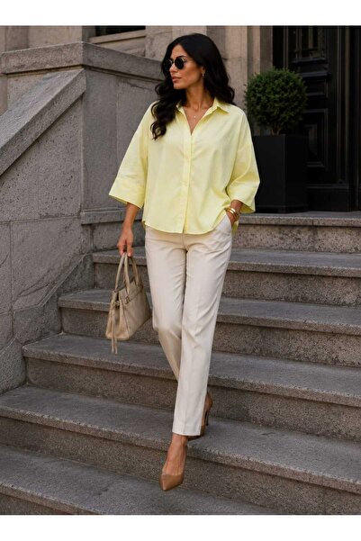 Budan Export Women's Hidden Placket Shirt Collar Off Shoulder Oversize Wide S...