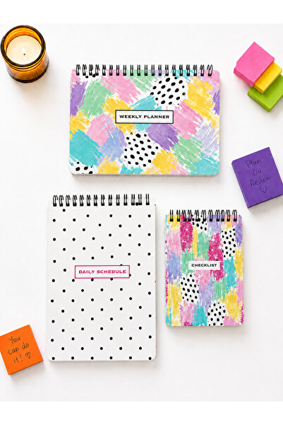 PickyTidy A5 Boyut, 1 Adet Haftalık Planlayıcı Stickerlı, 1 Adet Günlük Planl...