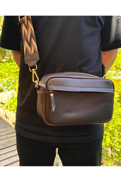 ÖzkanAccessory VERUS Hakiki Deri Kahve Crossbody Omuz Çantası – Unisex Minima...