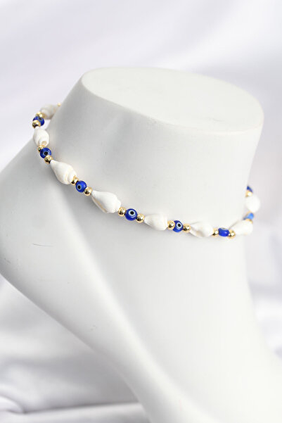 Skygo Sea Shell Model Evil Eye Bead Detailed Anklet Tj-Hh1701